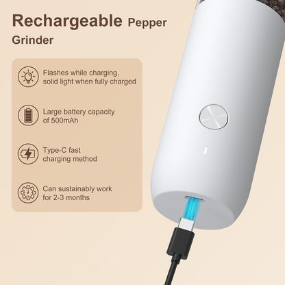 Ultrean Electric Salt and Pepper Grinder Set, Rechargeable,Matte Black