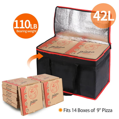 Bodaon Insulated Food Delivery Bag, XXXL Pizza Delivery Bags for Hot and Cold Food, Commercial, Large Capacity Reusable Warming Bag, Catering Cooler Bag for Rideshare, Warmers for Parties (Black, 1Pk)