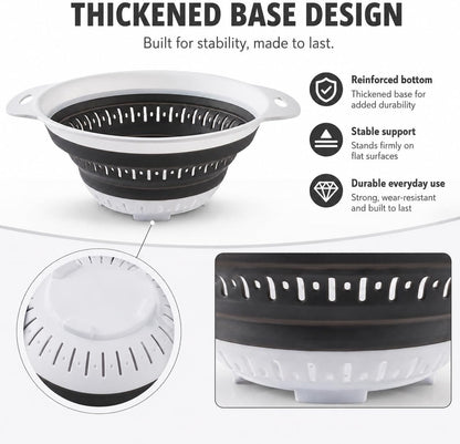 Collapsible Colander & Strainer, Space-Saving Silicone Basket, Round