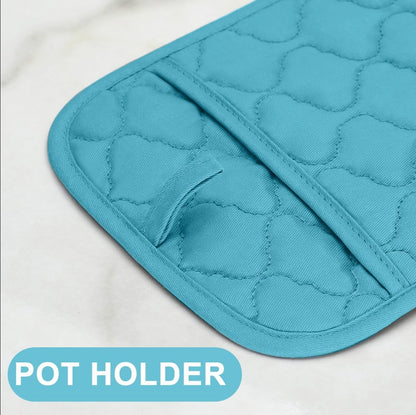 Oven Mitts Kitchen Towels and Dishcloths Pot Holders Sets, Oven Gloves Kitchen Dish Towels 500 Degree Heat Resistant Potholders with Non-Slip Silicone Surface for Cooking, Grilling, Baking-Gray