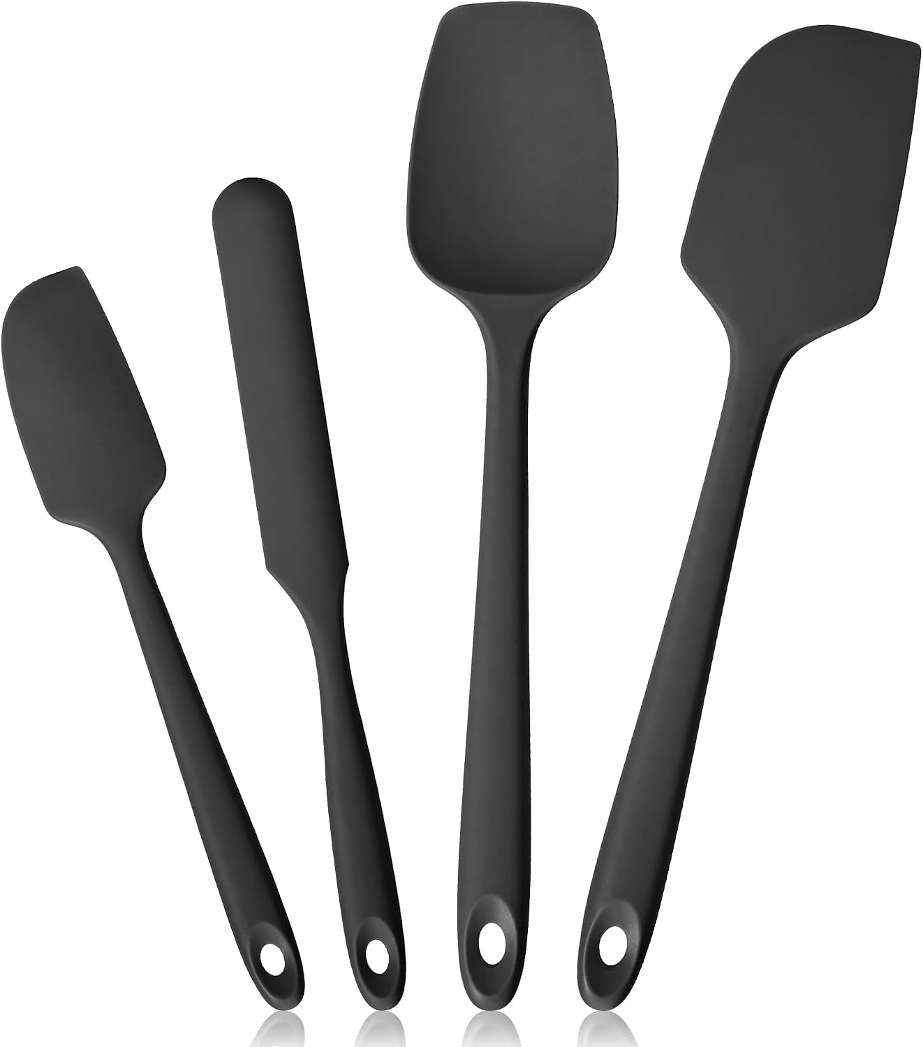 600ºF Heat Resistant Spatulas, High Heat Food Safe Semless Kitchen Silicone Scraper Set for Cooking Baking Mixing Scraping Stirring Nonstick Cookware Pan Bowl (4Pcs,Aqua Sky)
