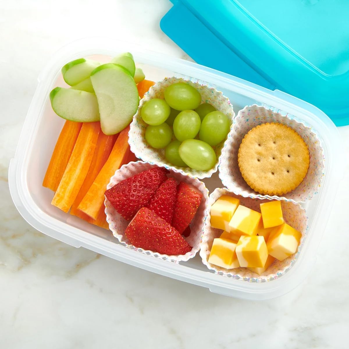 Reusable Silicone 12 Count Standard Muffin, Cupcake, or Snack Baking Cups Muffin Liners, Multi-Color Confetti, Dishwasher Safe