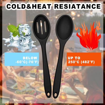 ELANE 8 Pcs Silicone Cooking Utensils Set,Silicone Serving Spoons Cooking Spoons for Nonstick Cookware for Kitchen Salads