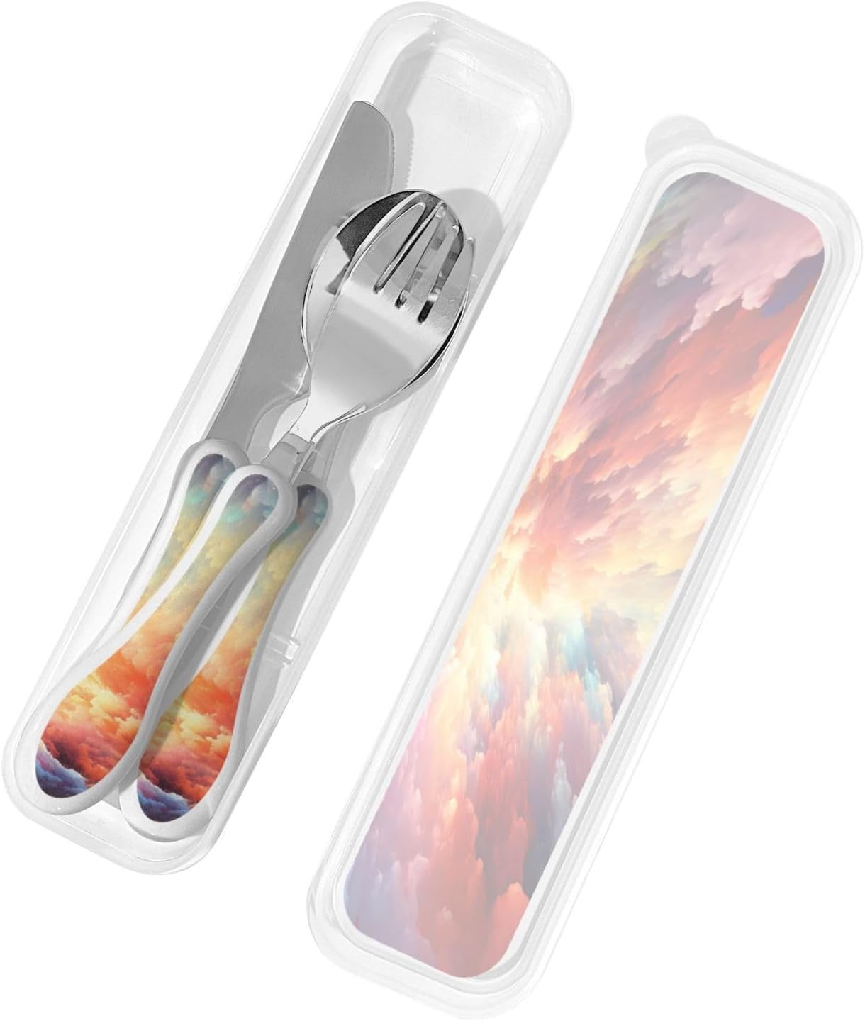 3-Piece Kids Silverware Set With Storage Case, Stainless Steel Reusable Children Safe Knife Spoon Fork Set Alpaca Cactus Children Flatware Set For Kids Lunch Box