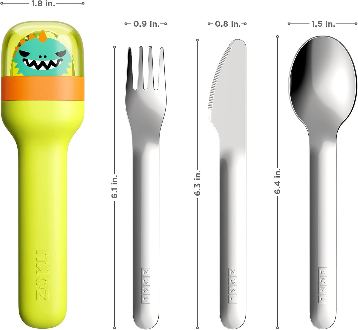 ZOKU Kids Pocket Utensil Set, Kitty - Stainless Steel Fork, Knife, and Spoon in Case - Portable Design for Travel, School, Picnics, Camping and Outdoor Home Use