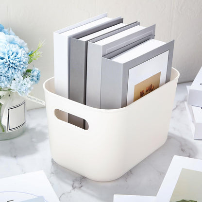 Zopeal Plastic Storage Bins 10 Pcs White Pantry Organizer Bins Small Baskets Storage Containers for Home Kitchen (10 x 7 x 6 Inch)
