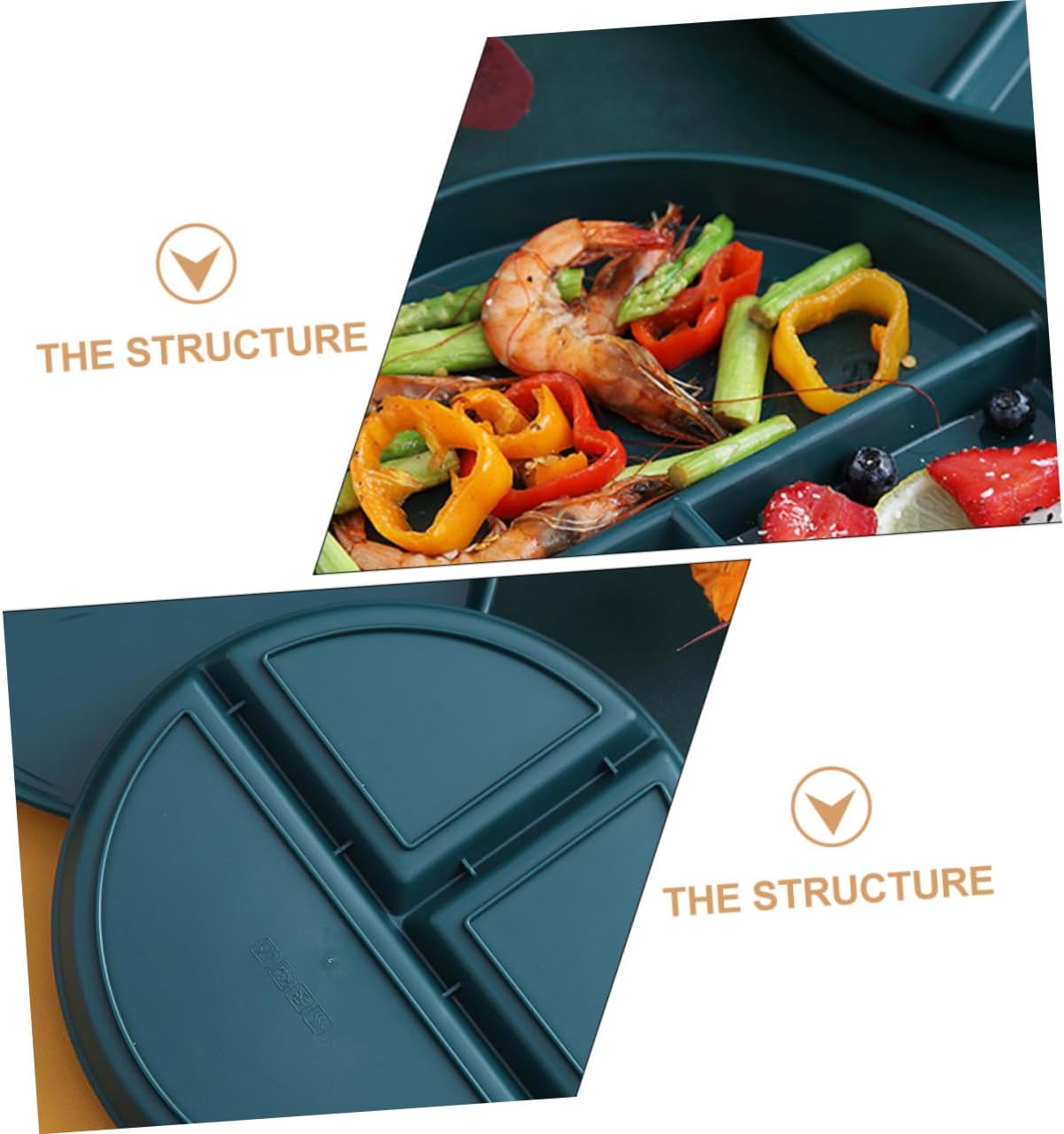 MAGICLULU PP Divided Plate for Portion Control Three-Compartment Tray Fixed Breakfast Plate for Diet Management for Adults Meal Prep and Healthy Eating