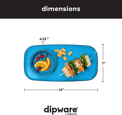 madesmart dipware Small Serving Plate, Stackable & Removable Dip Bowl for Salsa, Queso, Salad, Olives, Dishwasher & Microwave Safe, Multipurpose Plate & Bowl, Blue