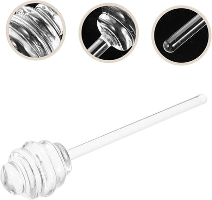 CALLARON Glass Honey Dipper Stirring Stick - Portable Household Honey Rod for Tea Coffee Jam - Practical Spiral Design 5.35 X 1.18 Inches