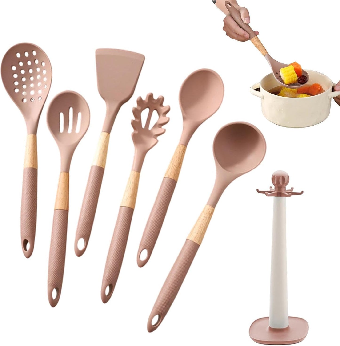 Cooking Utensils Set, With Holder, 1set, Silicone Kitchen Utensils Set, Silicone Spatulas, Food Grade Non Stick Coating Design, For Home Restaurant Camping