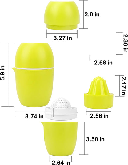 Lechin Hand Juicer, Lemon Squeezer, Two Squeezing Options, Yellow