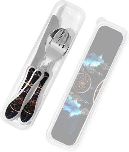 3-Piece Kids Silverware Set With Storage Case, Stainless Steel Reusable Children Safe Knife Spoon Fork Set Long Haired Dachshund Children Flatware Set For Kids Lunch Box