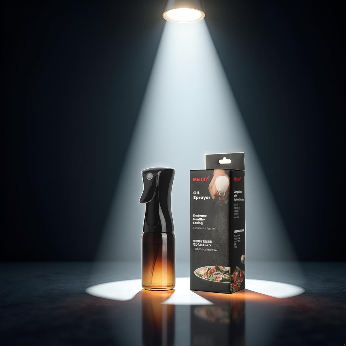 Mistifi Oil Sprayer 150ml glass bottle. Upgraded Version.Fine Mist Spray Bottle for Air Fryer, Olive Oil, Avocado Oil, Healthy Nonstick Frying, Commercial & Home Kitchen Use (PS635)