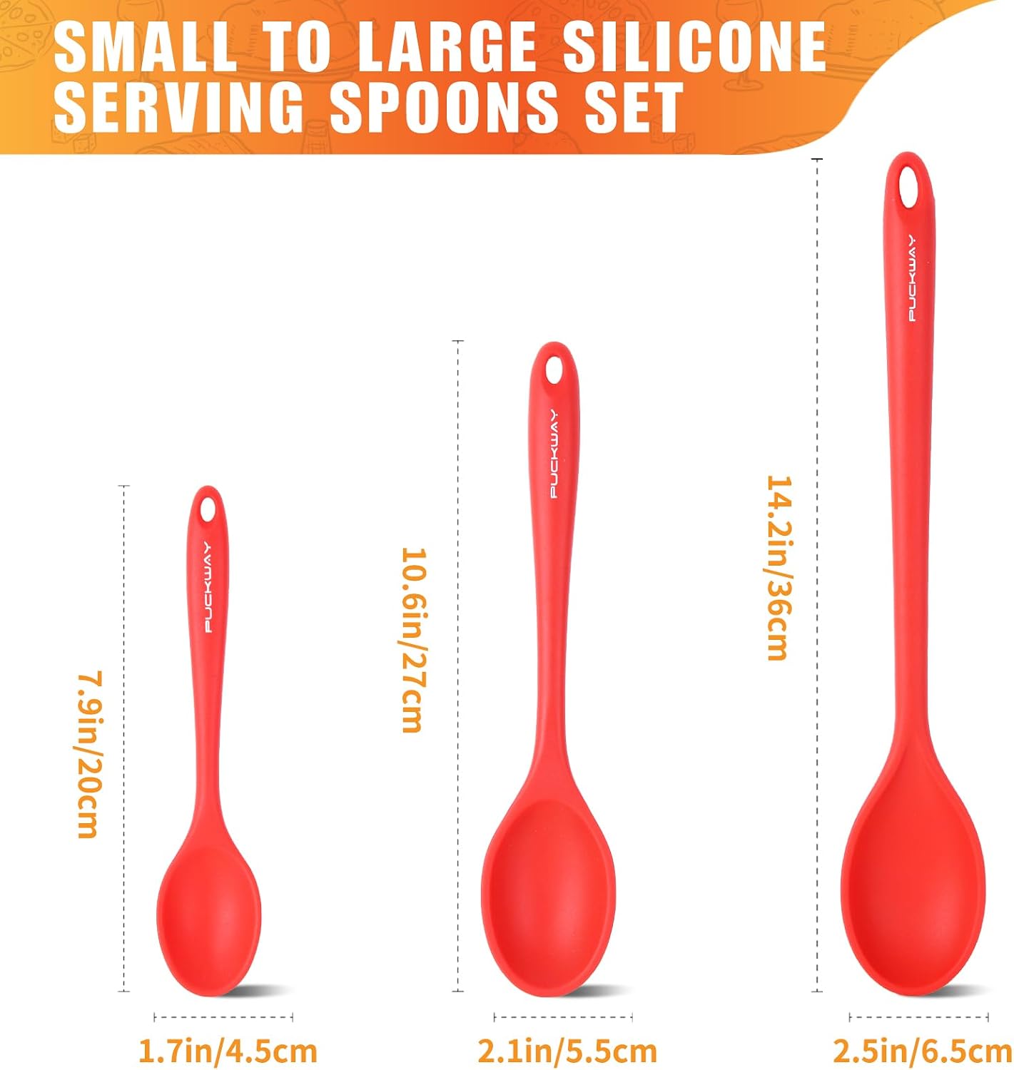 3 Pcs Silicone Spoons Set of 7.9 10.6 14.2 inch for Cooking, Heat Resistant Kitchen Spoons for Mixing, Stirring, and Serving, Small to Large Non Stick (Green)