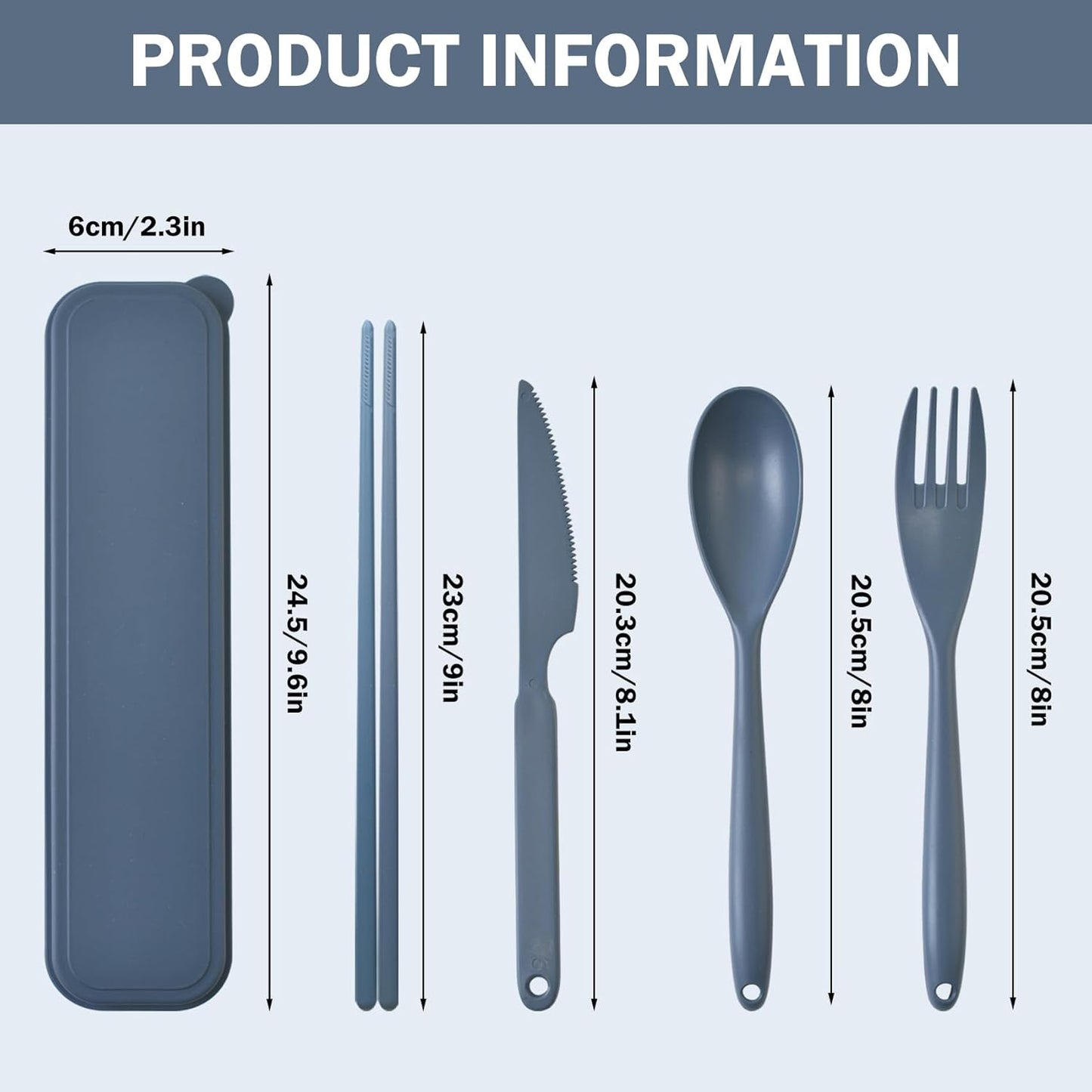 Large Reusable Travel Utensils Set with Case, Plastic Set for Adults Travel Picnic Camping, Portable Flatware Cutlery Set with Chopsticks for Daily Use(Black)
