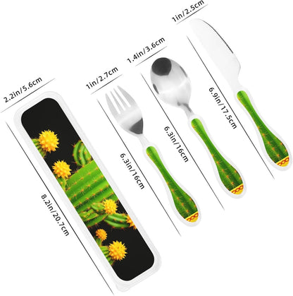 3-Piece Kids Silverware Set With Storage Case, Stainless Steel Reusable Children Safe Knife Spoon Fork Set Animal Cartoon Owls Cute Children Flatware Set For Kids Lunch Box