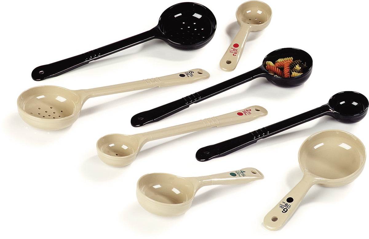Carlisle FoodService Products Measure Miser Solid Spoon Measuring Spoon with Short Handle for Kitchens, Plastic, 4 Ounces, Beige