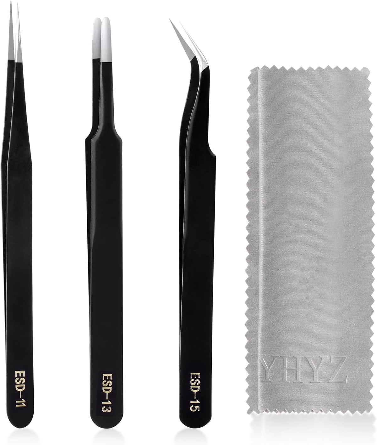 YHYZ Precision Tweezers Set, Premium Stainless Steel Anti-Static ESD Tweezes, Suitable for Tweezers, for Craft, Electronic, Soldering, Model, Hobby, Jewelry Making Laboratory
