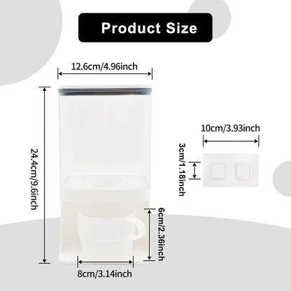 Detergent Dispenser for Laundry Room,Wall-Mounted Laundry Detergent Dispenser with Spigot Cup Holder,Suitable for Soap Beads Rice Scent Boosters Dry Food Dog Food Dispenser Storage Containers(1.5L)