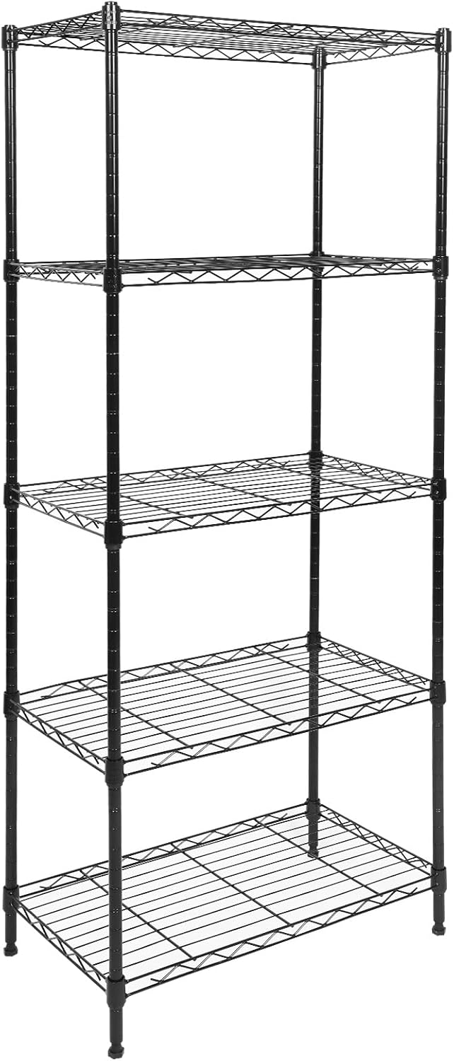 Whitmor 2-Wire Shelving Unit, Metal Storage Shelves, Stacking Shelf with Basket, Easy Assembly Home Organizer for Pantry, Kitchen, Garage, Plant