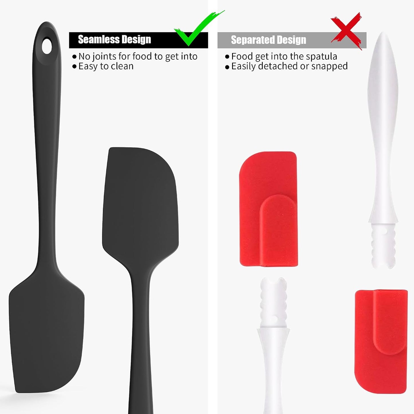 2-Piece Silicone Scraper & Spoon Spatulas: Doosu 600°F Heat Resistant Food Grade BPA Free Rubber Baking Flat Spatula Kitchen Cooking Spoonula for Mixing Scraping Folding Stirring Serving (Aqua Sky)