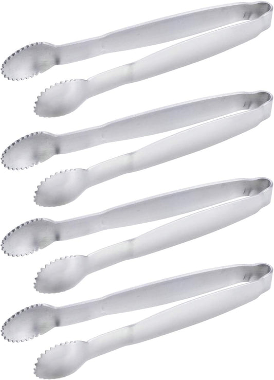 HINMAY Sugar Tongs 4" Mini Serving Tongs Stainless Steel Tongs, Set of 4 | Stainless Steel Tiny Tongs for Appetizers, Tea Party, Coffee Bar, Desserts