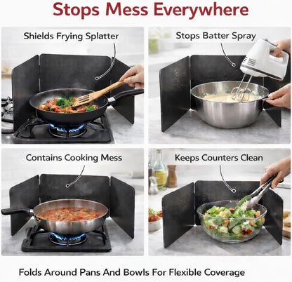 HIC Kitchen Splatter Screen, 18/8 Stainless Steel with Fine Mesh, 9-Inch, Fits Up To 8.5-Inch Pans