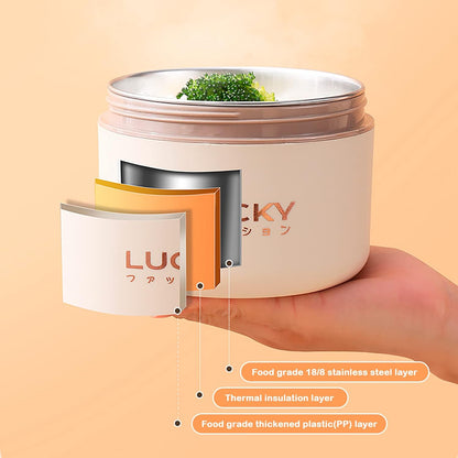 3 Compartments Bento Lunch box with Soup Bowl, Insulated Lunch Bag and Portable Utensils, Stainless Steel Camera Lunch Containers，Leak Proof Bento Box for Kids Adults Men Women…