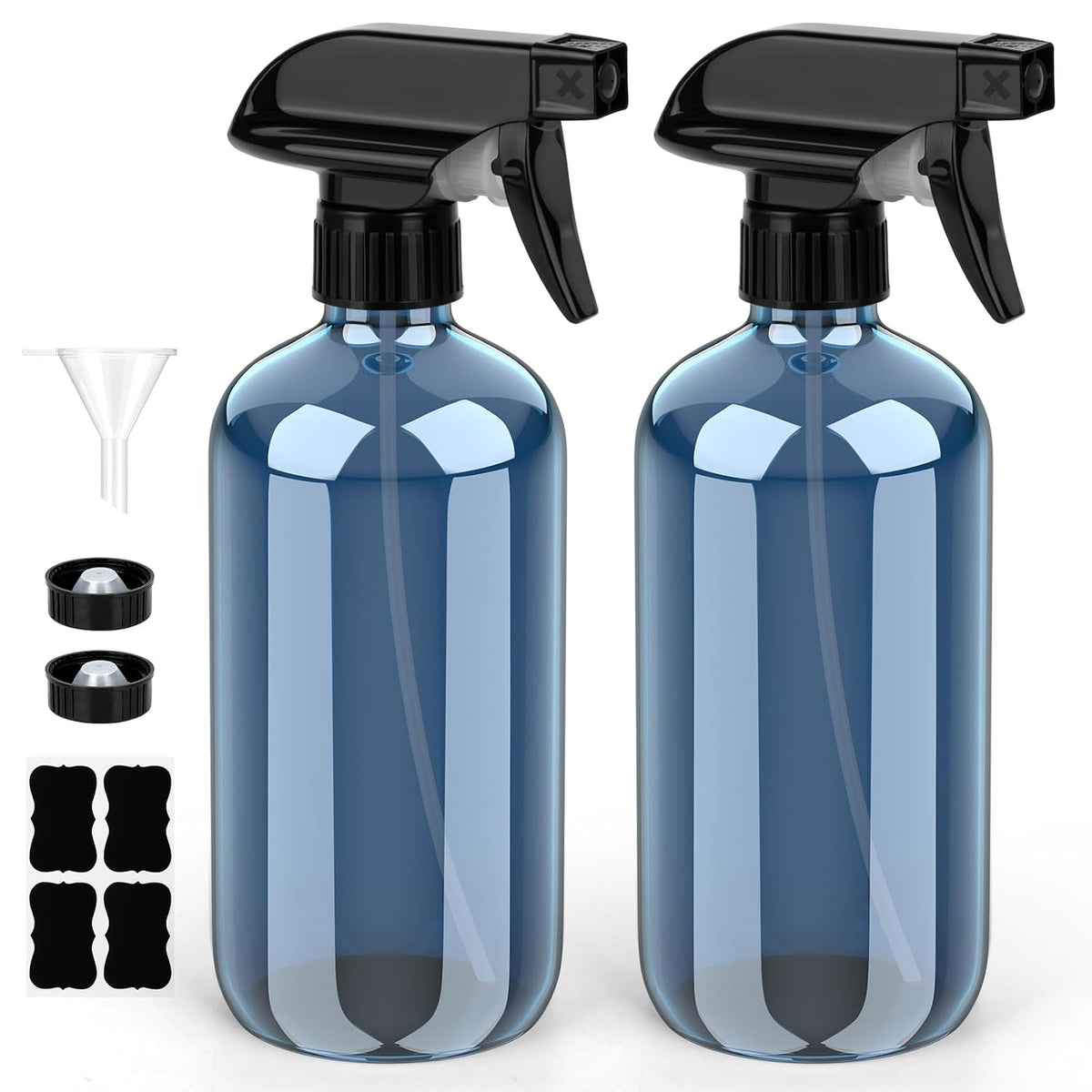 Bontip Glass Spray Bottle 16 oz for Cleaning, Plants (2 Pack, Amber)