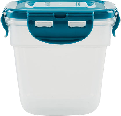 Rachael Ray Leak-Proof Nestable Container Food Storage Bin Set, 10-Piece, Clear with Teal Lids