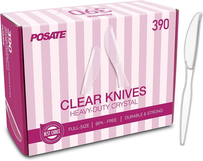 POSATE Clear Knives, Heavy-Duty Crystal (100 Knives)