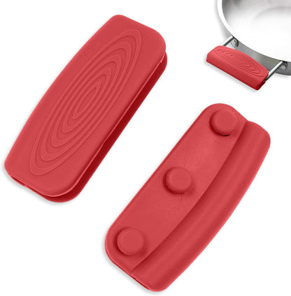 2Pcs Silicone Pot Handle Covers with Buttons, Heat Resistant Cast Iron Pot Assist Handle Covers, Non Slip Silicone Pot Holders, Reusable Hot Pot Grip Handle Sleeves (Gray)
