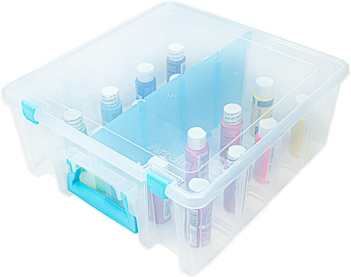 ArtBin 6990SO Super Satchel Double Deep Compartment Box - Art Storage with 8 Removable Compartments, Smart Closure for Craft Supplies (Gold - Pack of 1)