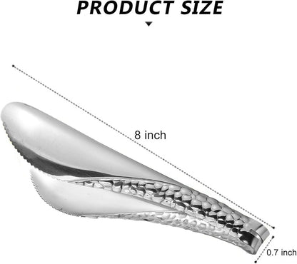 2 Pack 8 Inch Silver Salad Tongs Serving Tongs 8 Inch Stainless Steel Cooking Utensils Non-slip & Easy Grip Metal Tongs Small Tongs for Serving Appetizers Buffet Dessert Table
