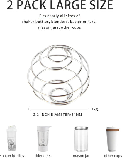 2.1-Inch Large Size Shaker Balls for Protein Shakes,Milkshake and Salad Dressing,304 Stainless Steel Shaker Ball