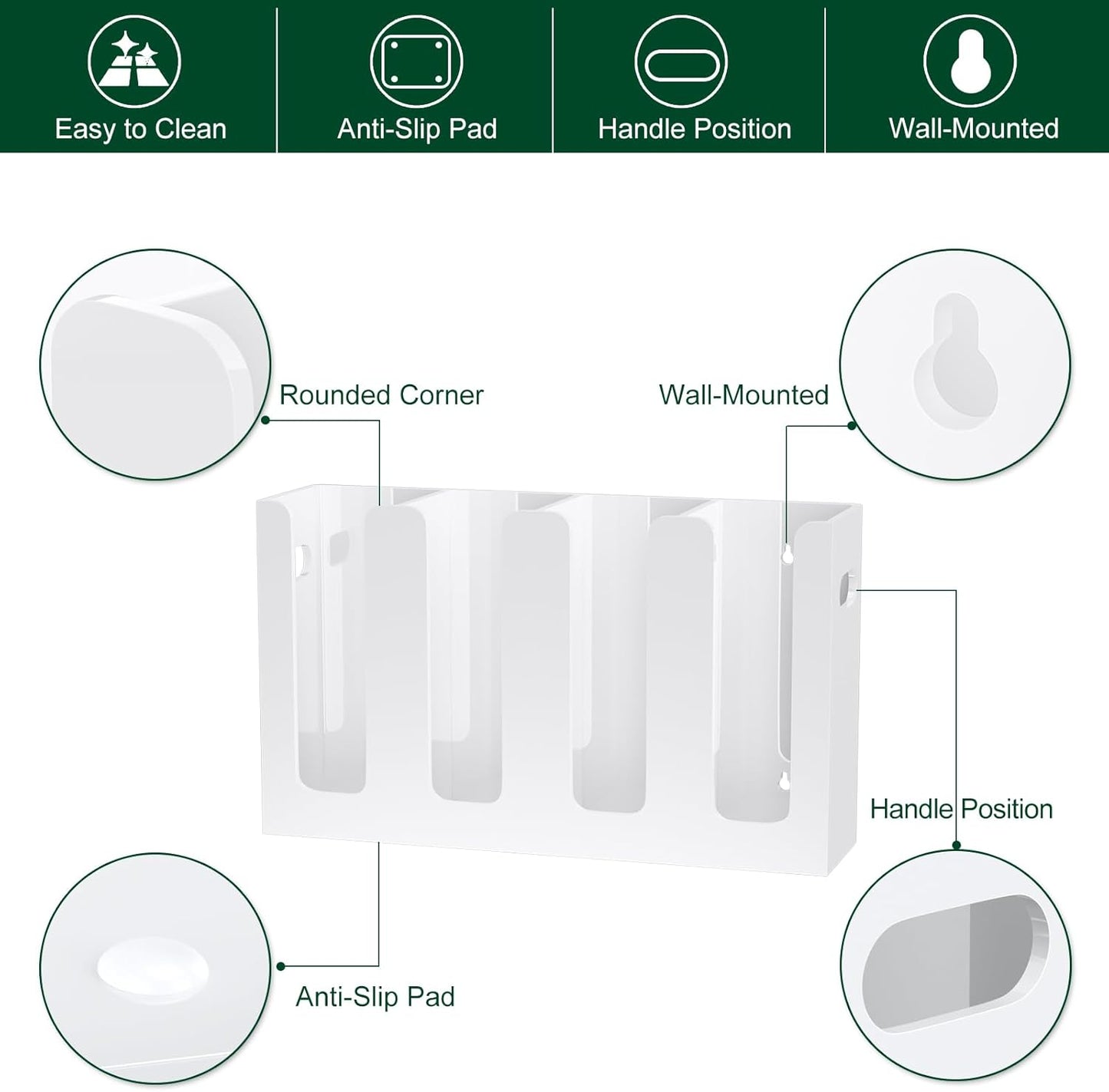 Disposable Coffee Cup Dispenser with Handles, Countertop or Wall Mount Hot/Cold Drink Cup and Lid Holder - Bathroom/Kitchen/Office Acrylic Cup Lid Storage Organizer (1 Compartment, Clear)