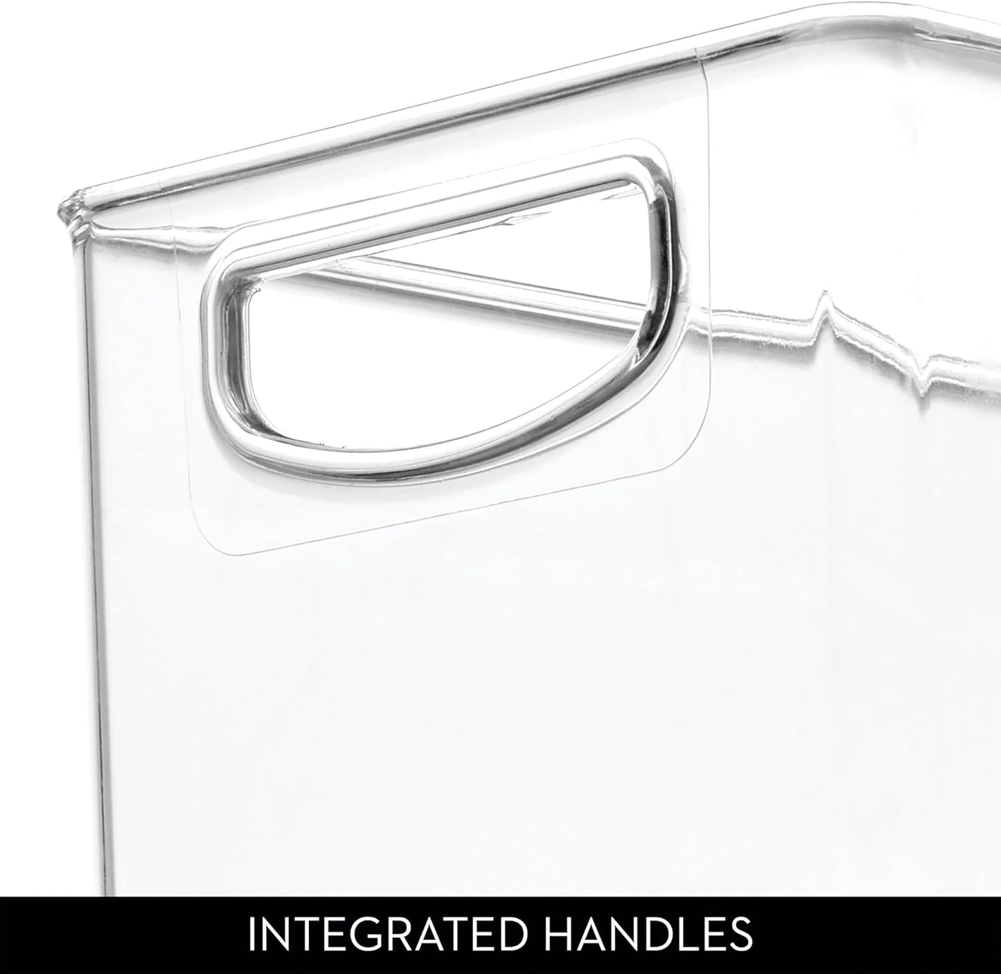 iDesign Plastic Stackable Pantry Bin - Storage Bin with Handles for Cabinets or Fridge - Set of 4 - Clear