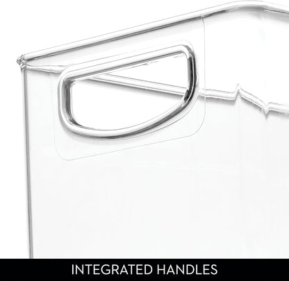 iDesign Plastic Stackable Pantry Bin - Storage Bin with Handles for Cabinets or Fridge - Set of 4 - Clear