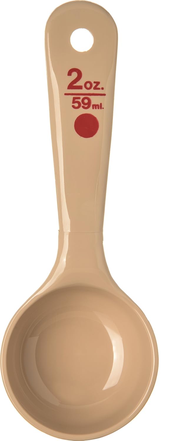 Carlisle FoodService Products Measure Miser Solid Spoon Measuring Spoon with Short Handle for Kitchens, Plastic, 4 Ounces, Beige