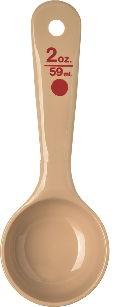 Carlisle FoodService Products Measure Miser Solid Spoon Measuring Spoon with Short Handle for Kitchens, Plastic, 4 Ounces, Beige
