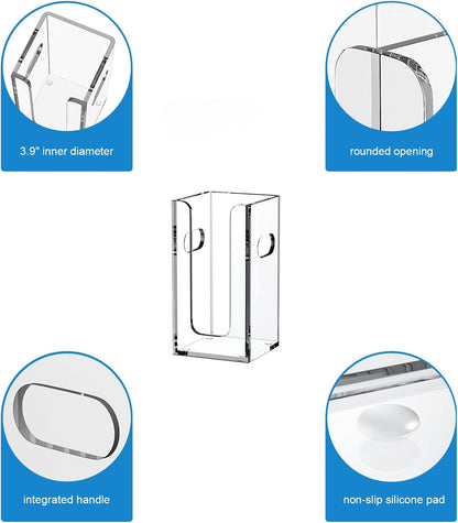 WINFFOR Disposable Cup Organizer Dispenser - 2 Compartments Clear Acrylic Cup and Lid Holder with Handles Plastic Cup Dispenser Countertop Paper Cup Holder for Coffee Bar House Party Essentials