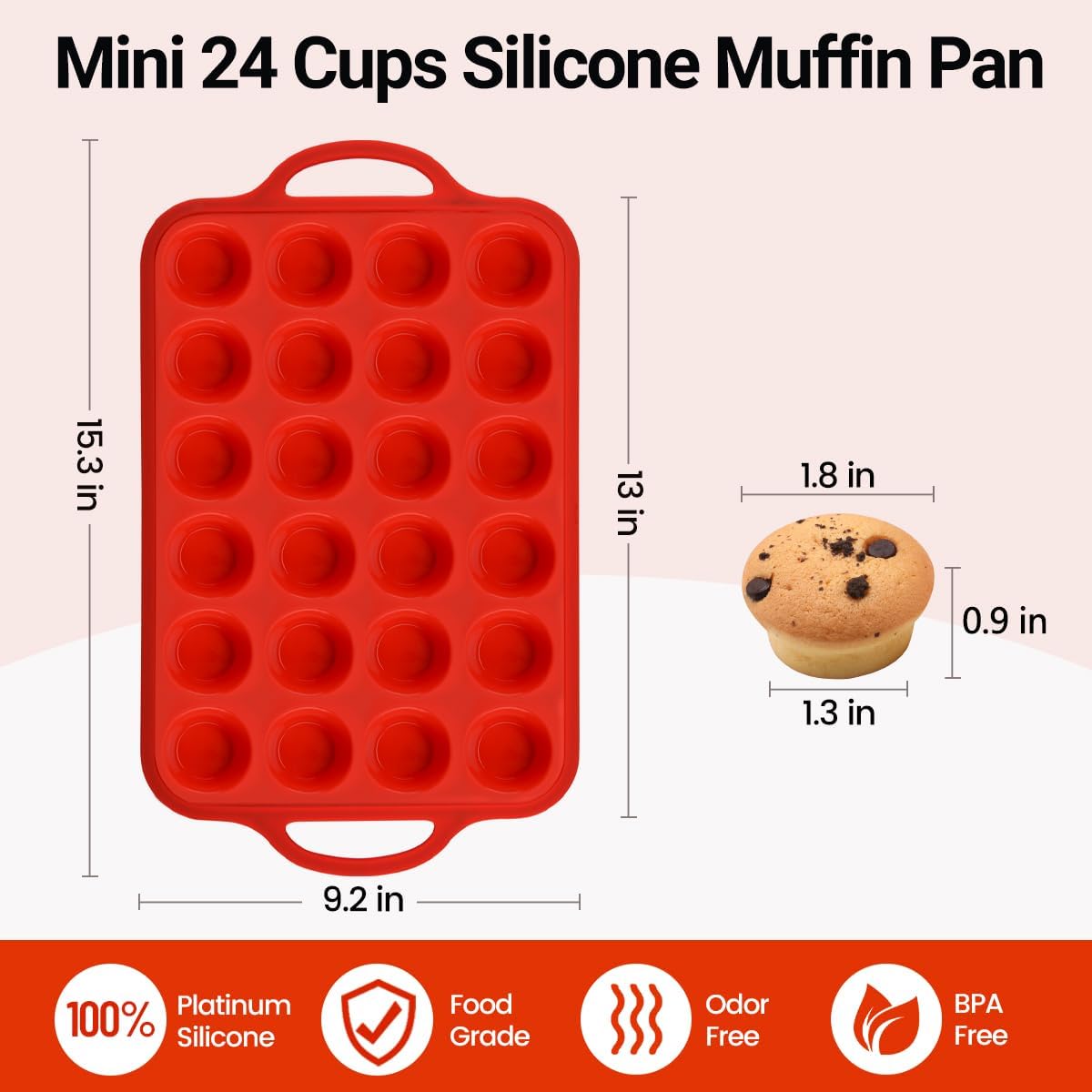 CAKETIME 12 Cups Silicone Muffin Pan - Nonstick Cupcake Pan 1 Pack Regular Size Silicone Mold for Baking