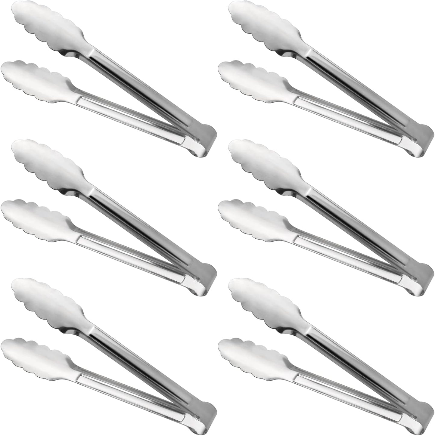 Serving Tongs,Buffet Tongs, ACAUTO Stainless Steel Food Tong Serving Tong Small Serving Tongs Stainless Steel Mini Appetizer Tongs, Set of 6 (5 Inch(12 Pack))