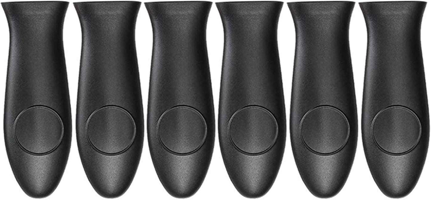 Silicone Hot Handle Holder Small Cast Iron Handle Cover Skillet Handle Cover Griddle Cover Cookware Handles Cover for Frying Pans & Griddles Sleeve Grip Handle Cover Small & Large Black 6 Pcs