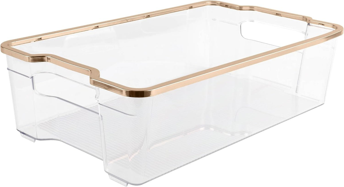 SIMPLEMADE Clear Refrigerator Organizer Bins - Clear Bins for Fridge, Containers for Fridge and Freezer, Multipurpose Storage for Kitchen, Office, Bathroom, Pack of 3 (Design 2)
