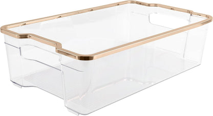 SIMPLEMADE Clear Refrigerator Organizer Bins - Clear Bins for Fridge, Containers for Fridge and Freezer, Multipurpose Storage for Kitchen, Office, Bathroom, Pack of 3 (Design 2)