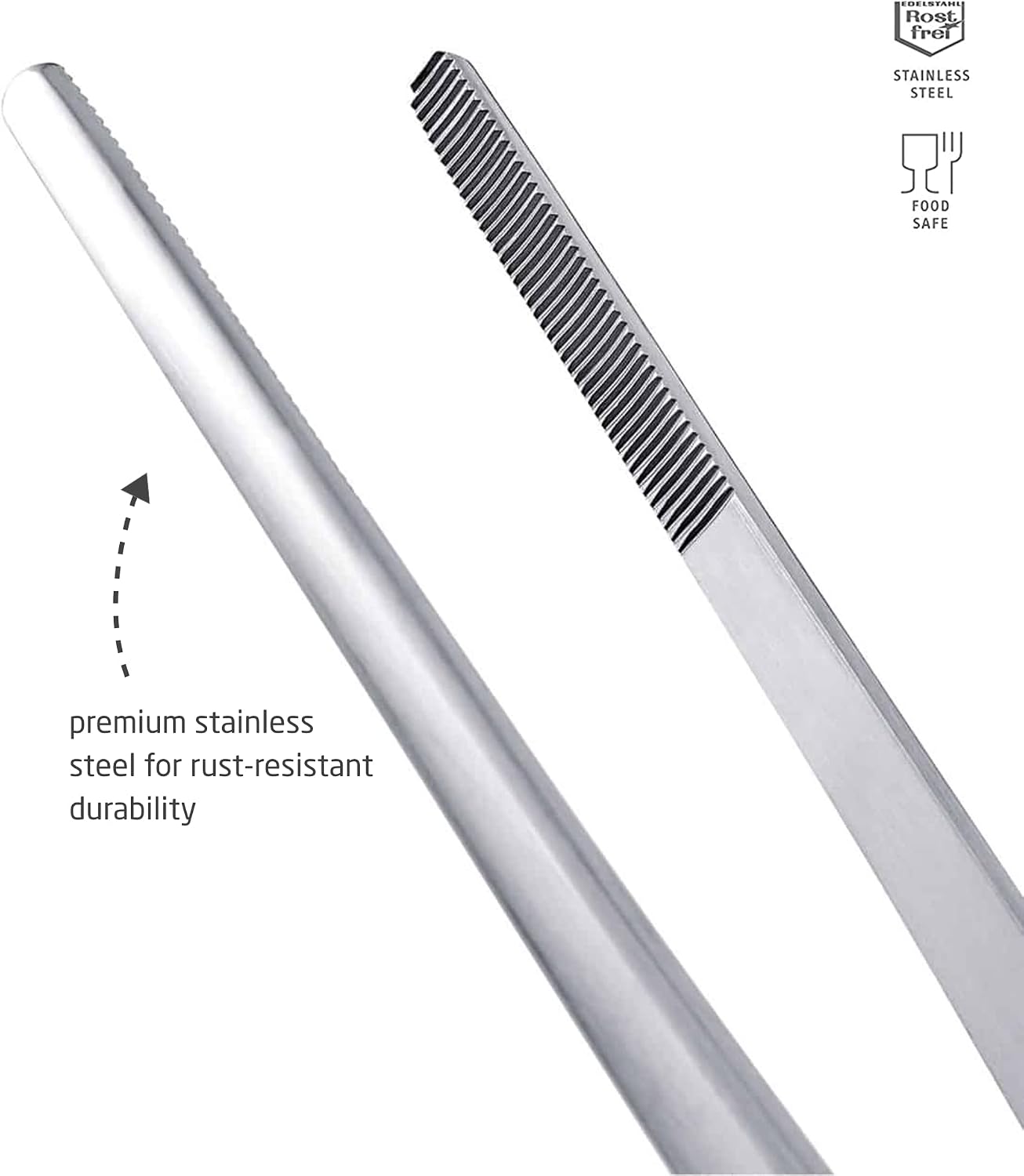 triangle Barbecue Tweezers - 11.8 in. (30 cm) - Stainless Steel Culinary Tweezers for Precise Grilling, Plating & Serving - Dishwasher Safe
