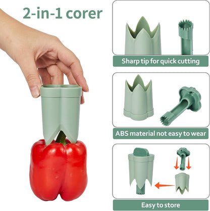 3 Pack 2‑in‑1 Bell Pepper Corer Tool, Fruit Seed and Core Remover