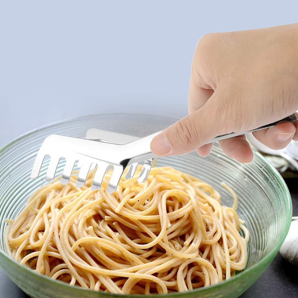 Stainless Steel Spaghetti Tongs - Comb Shaped Pasta Tongs, Noodle Clip, 8 Inches
