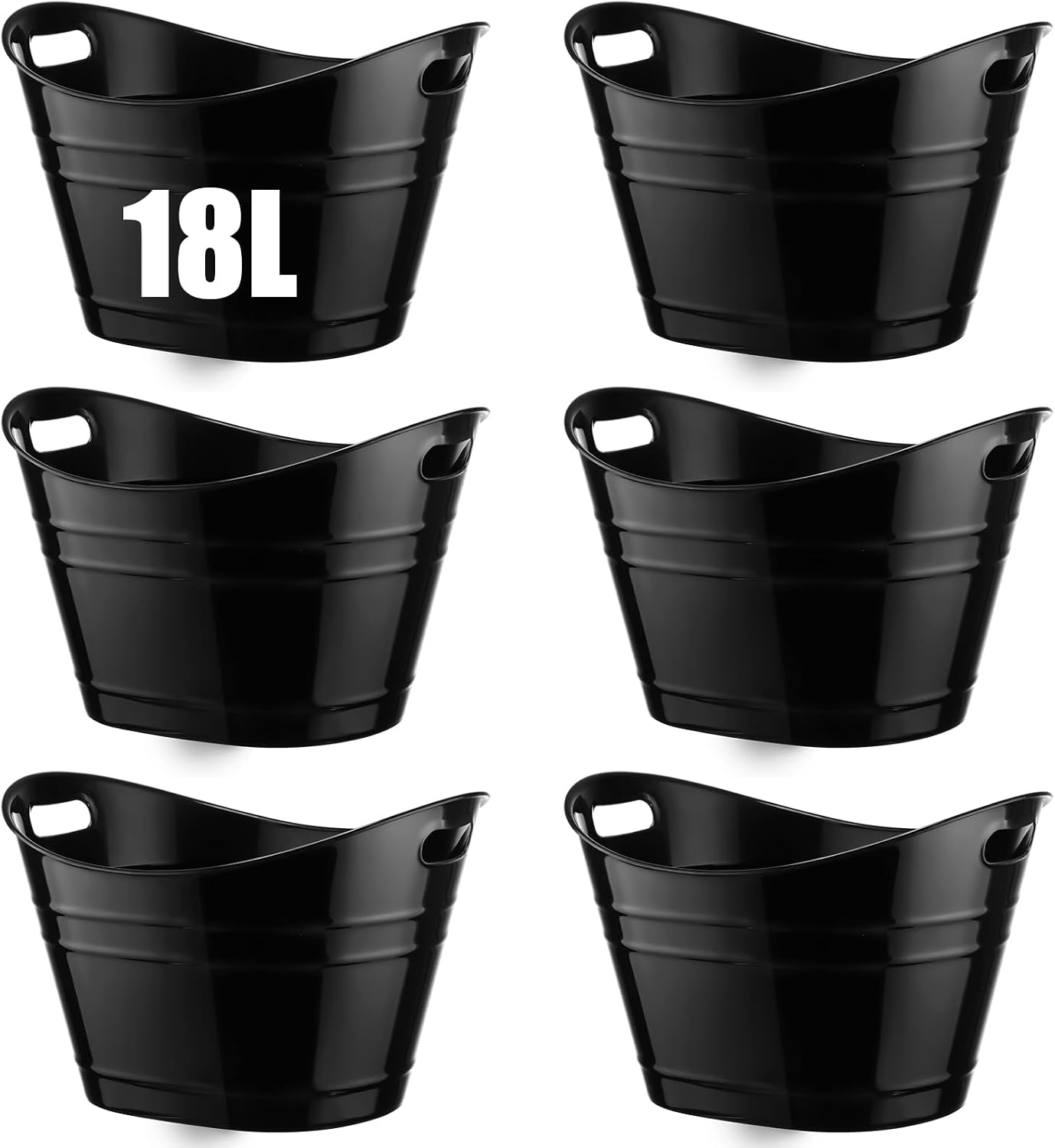 Patelai 6 Pcs Ice Buckets Bulk, Plastic Ice Buckets with Handles, Oval Storage Tub, Large Capacity Drink Tub for Party Bar Wine Beer Champagne Beverage Bottle Cooler(4.5 Liter,Clear)